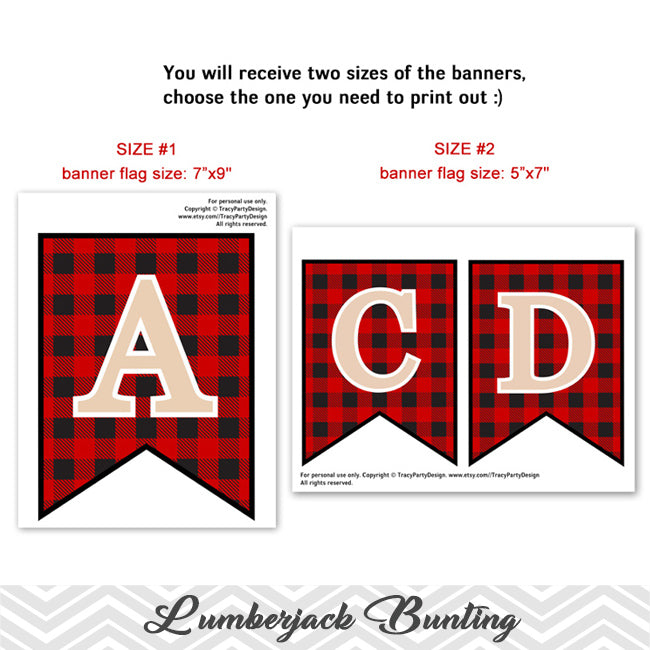 Printable Lumberjack Bunting, Digital Woodland Banner, Printable