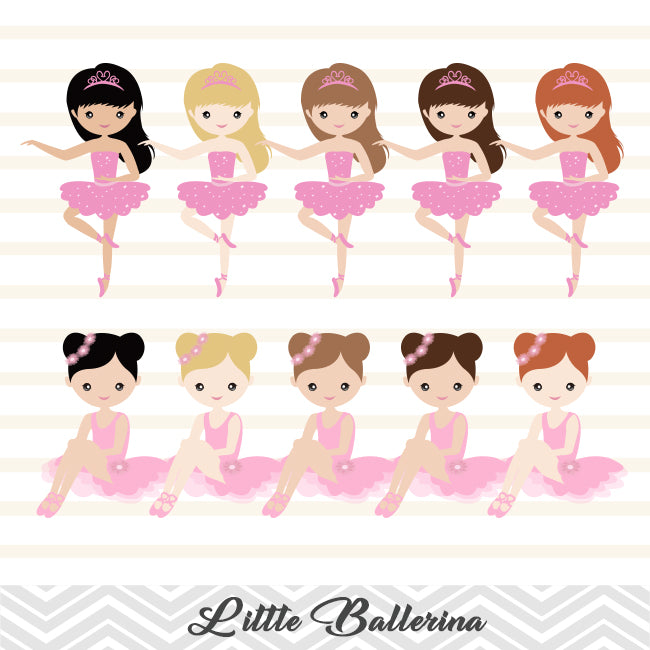 Pink Ballerina Digital Clip Art, Ballet Dancer Girls – Tracy Digital Design