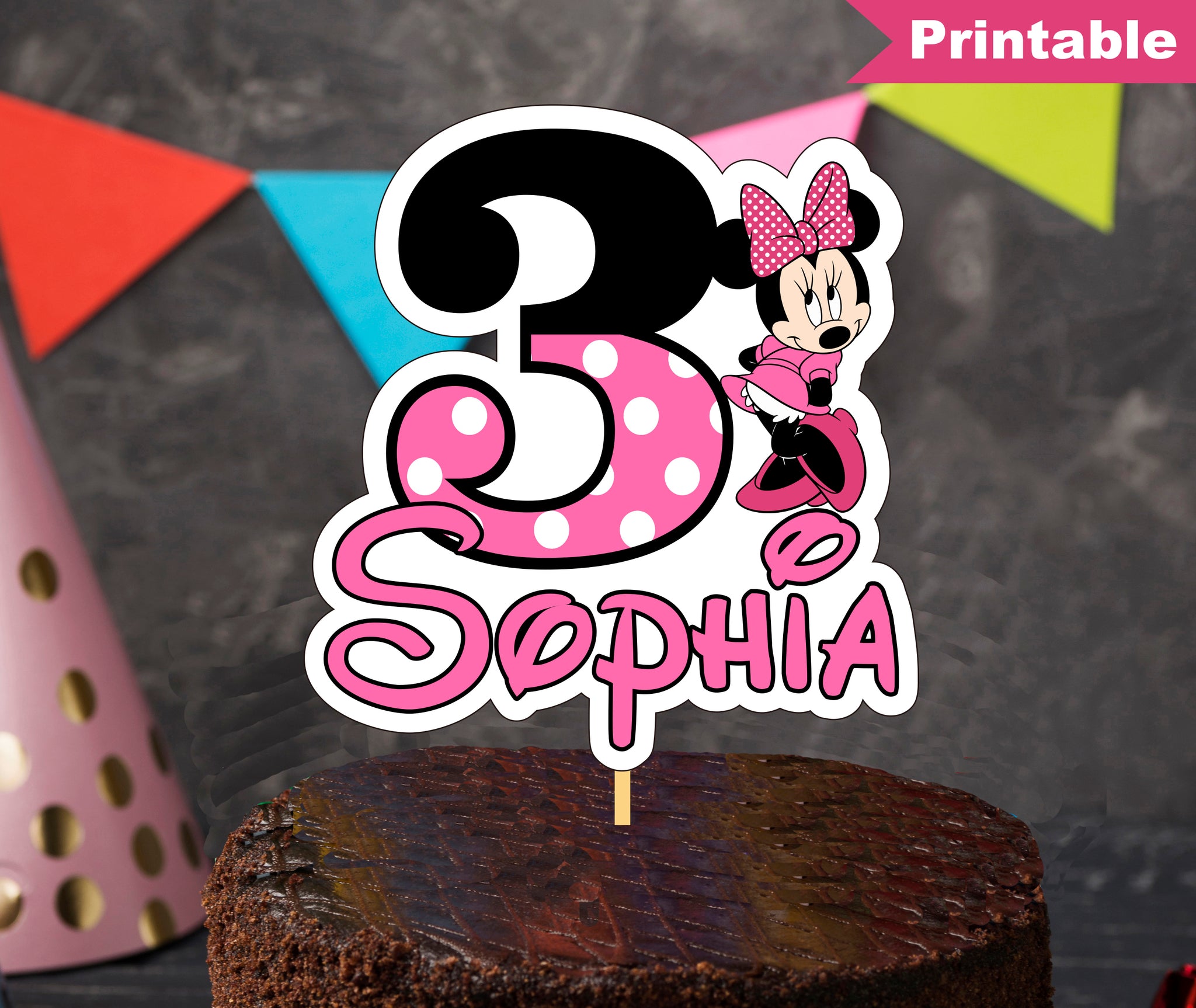 Personalized Birthday Cake Topper Minnie Mouse - Madanela