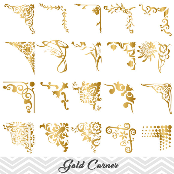 gold corner borders clip art